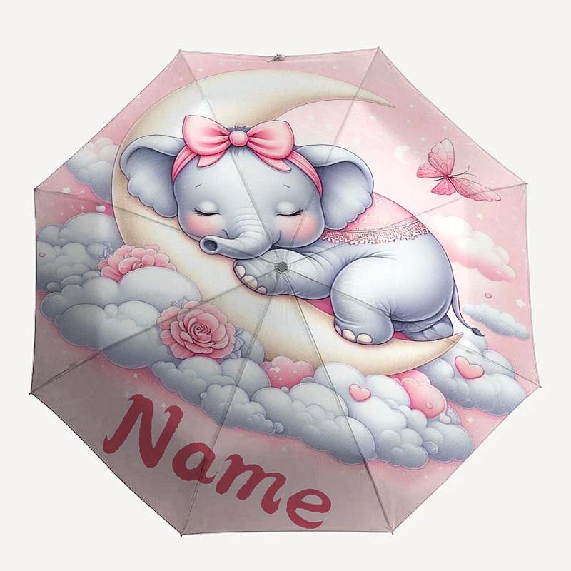 

1pc elephant moon custom umbrella Automatic Open/Close, 8-Rib Durable Frame Customizable Name/Text, Portable & Stylish for , 1028L