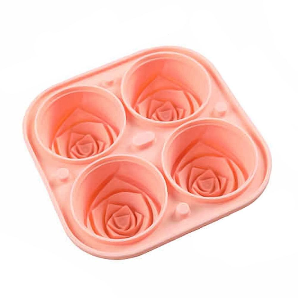 

3D Rose Ice Molds Large Ice Cube Trays Make 4 Giant Cute Flower Shape красный