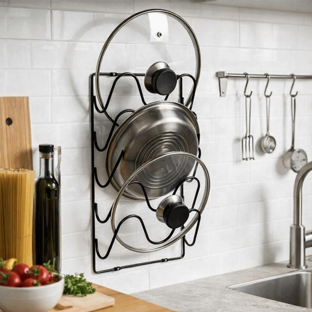 Wielowarstwowa deska do krojenia Półka do przechowywania Pokrywka do żeliwnej patelni Uchwyt do przechowywania Akcesoria kuchenne