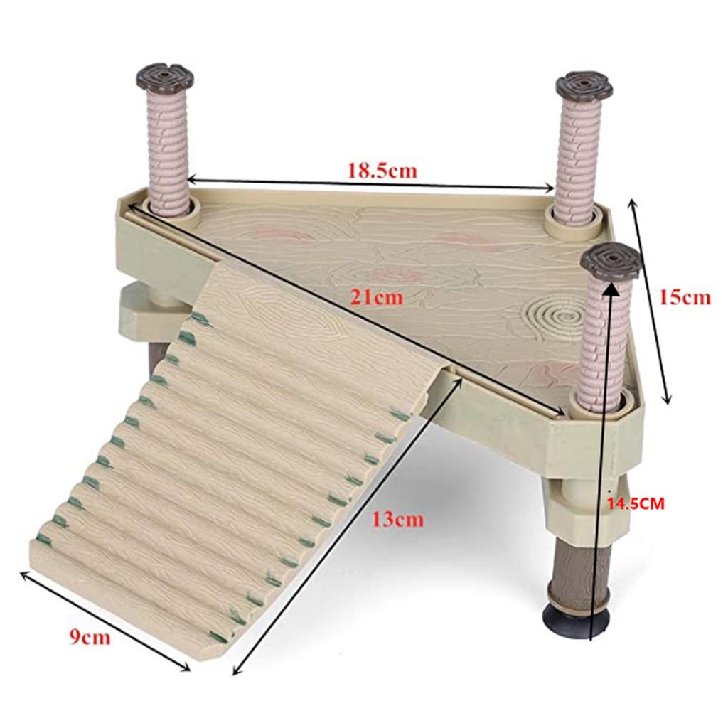 Reptiles Floating Platform Pier with Ramp Ladder Terrarium Tank Ornament