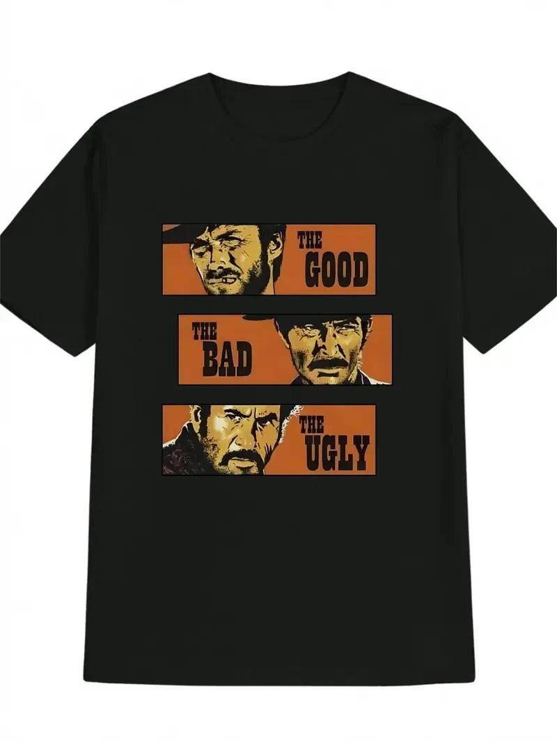 Men S Casual Crew Neck T-Shirt with The Good, The Bad and The Ugly Portrait Pr S