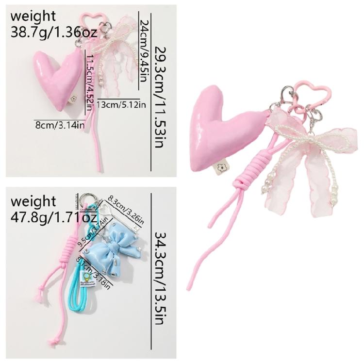Trendy Heart Bows Bag Embellishment Practical Lightweight Keyring Car Keychain For A Fashionable Style Statement