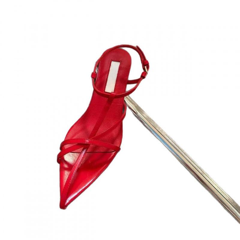 Edition~ Niche Fashion Pointed Cross with Open-toe Design Medium Heel Sandals