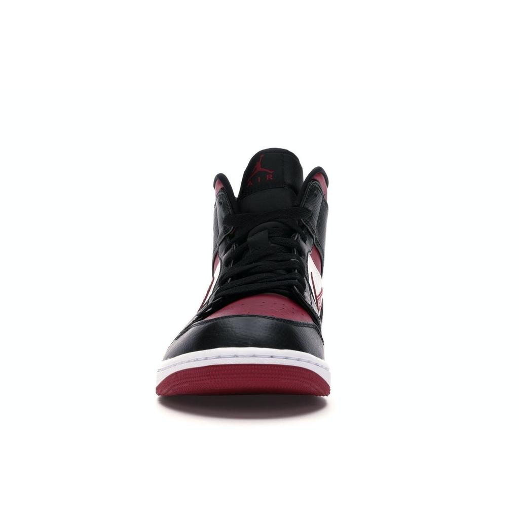 Air Jordan 1 Mid Noble Red Men Sneakers Black White 554724-066