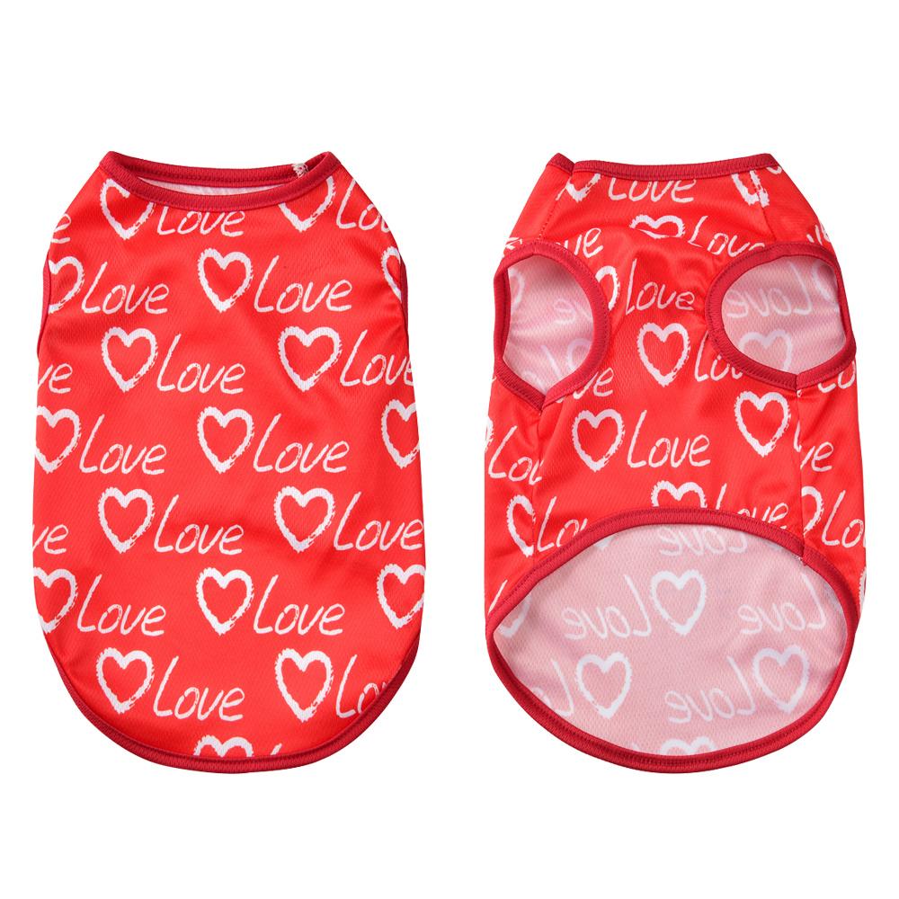 Soft Dog Clothes For Small Medium Dogs Cats Summer Breathable Love Print Puppy Vest T-shirt Schnauzer French Bulldog Pet Coat