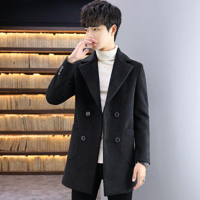 Men's Mid-Length Wool Coat: Autumn/Winter Korean Style Casual Trench Jacket