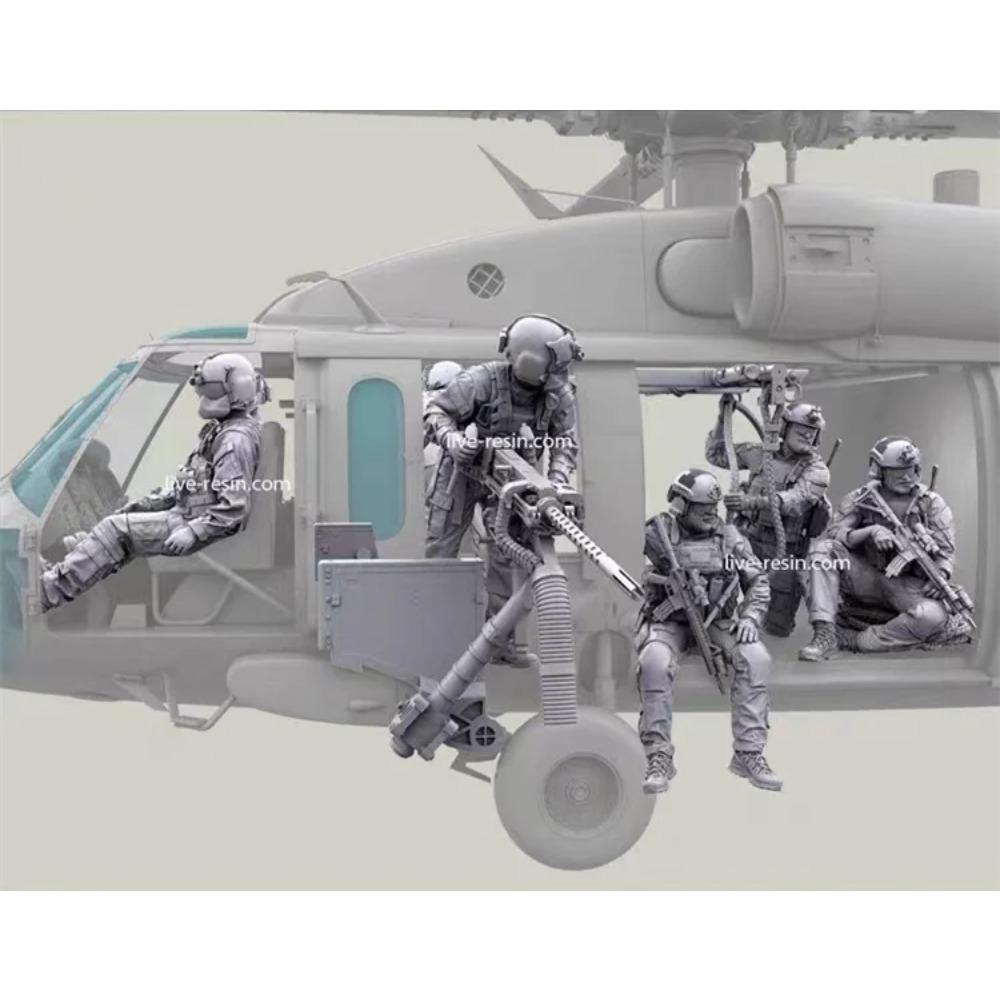 1:35 Scale Resin Model Kits Modern Military Series Soldier 7 People and Machine Gun Unassembled and Unpainted Diy Toys