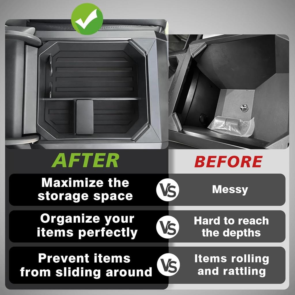 BestEvMod Center Console Organizer Tray Compatible with Tesla Cybertruck 2024+ Accessories Pickup Armrest Storage Box (Armrest Upper Organizer)