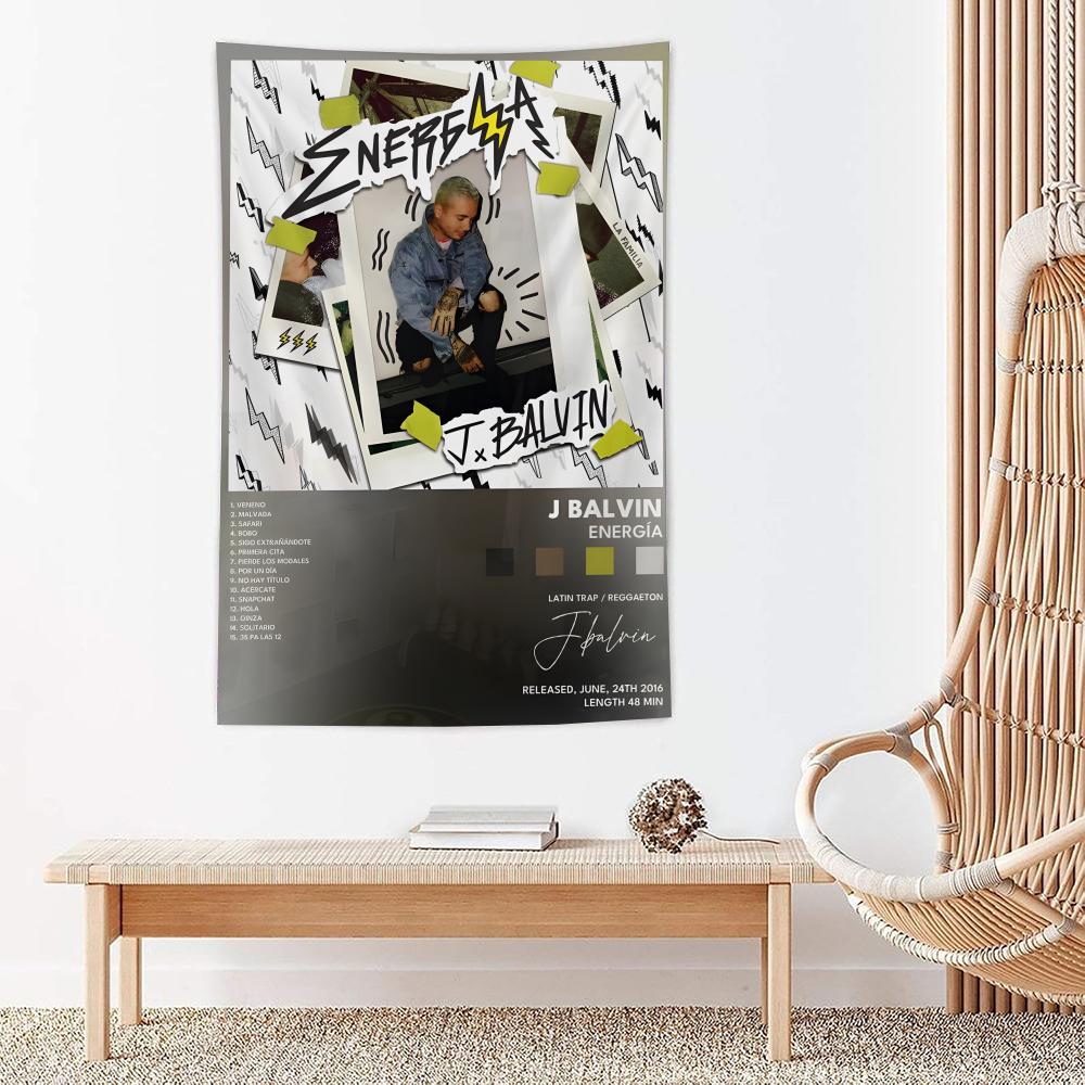 Popular Singer J Bbalvin Tapestry Microfiber Wall Hanging For Bedroom Living Room Decor Outdoor Festival Garden Bar Background