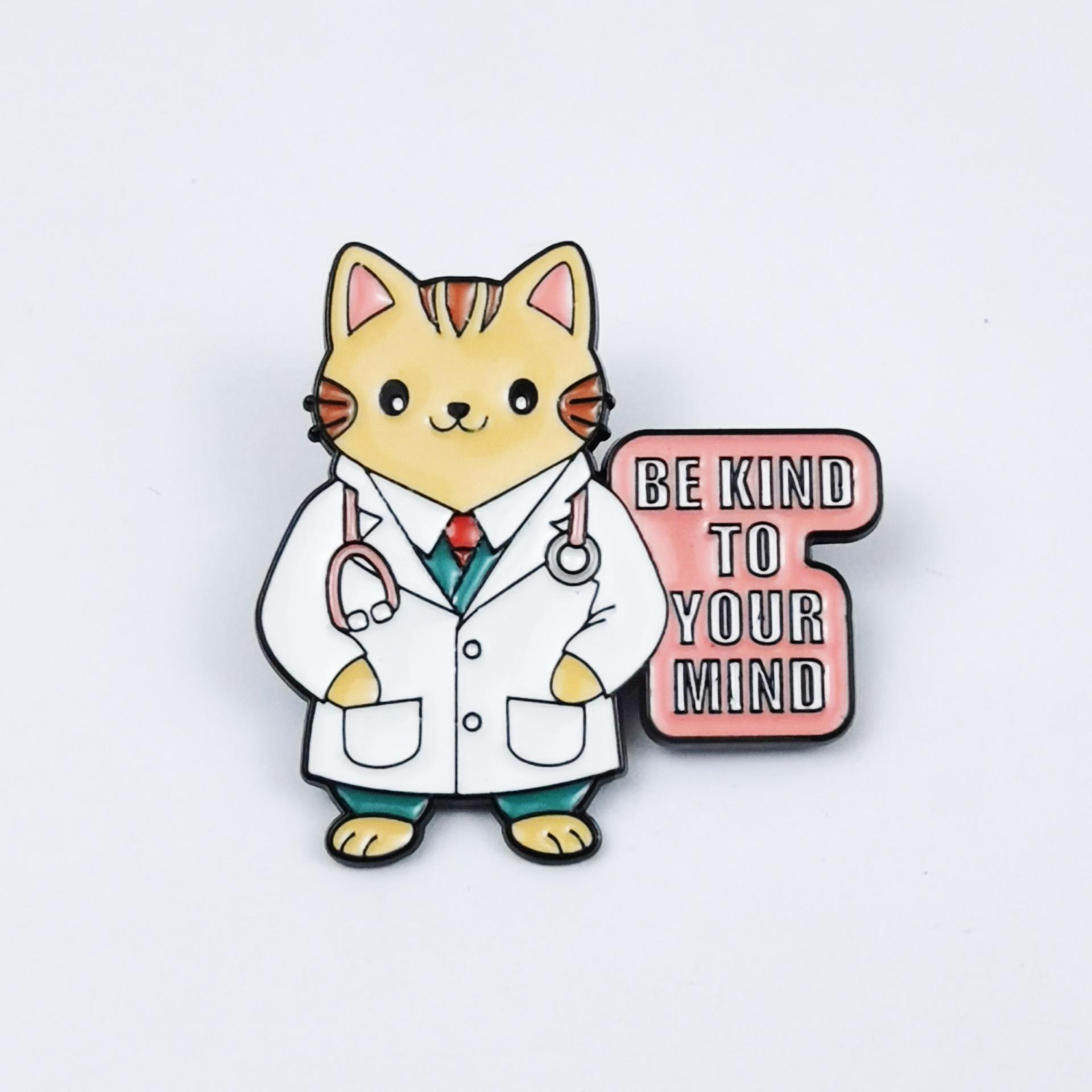 Creative Health & Wellness Brooch: Cute Animal Doctor Shape Badge Souvenir