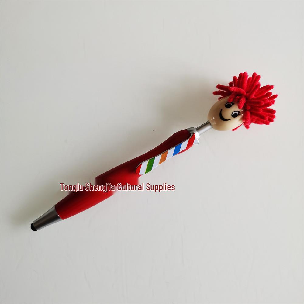 Christmas Cartoon Plush Doll Smiley Face Ballpoint Pen