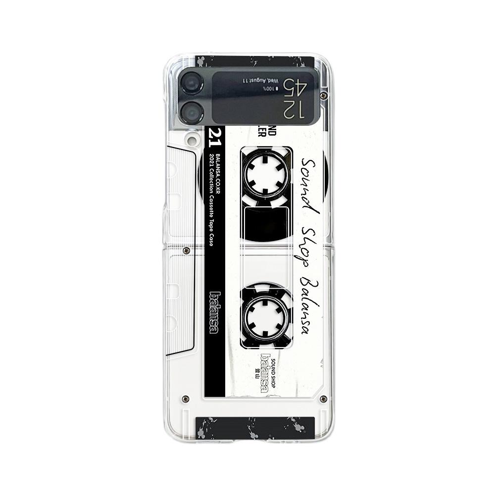 For Samsung Galaxy Z Flip 4 3 Case Retro Music Tape Painted Transparent Shockproof Hard Back Cover For Samsung Zflip4 Flip3 Case