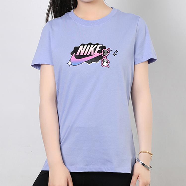 Nike Sportswear Short Sleeve T-Shirt With Print Women Tops Blue CU9696-569