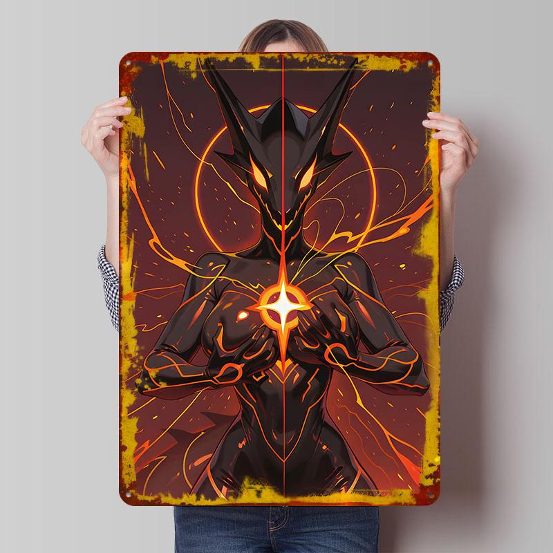 

Fiery Demon Woman With Glowing Core Tin Plaque Poster Customized Wall Art Retro Vintage Metal Signs for Man Cave Desk Decor Room 7.9x11.8In(20x30cm)