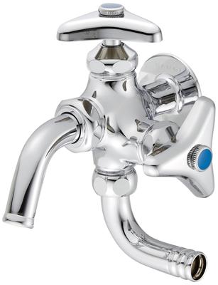 SANEI (San-ei) Universal Double-Way Water Tap for Sprinkling, for 13mm Nominal Size, with Sprinkling Hose Connection and Rotating Outlet Pipe F12A-13
