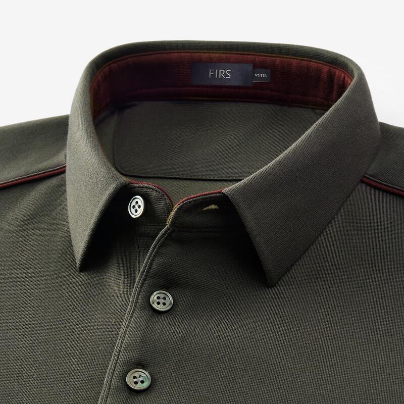 FIRS Men's Wool Blend Long Sleeve Business Polo Shirt