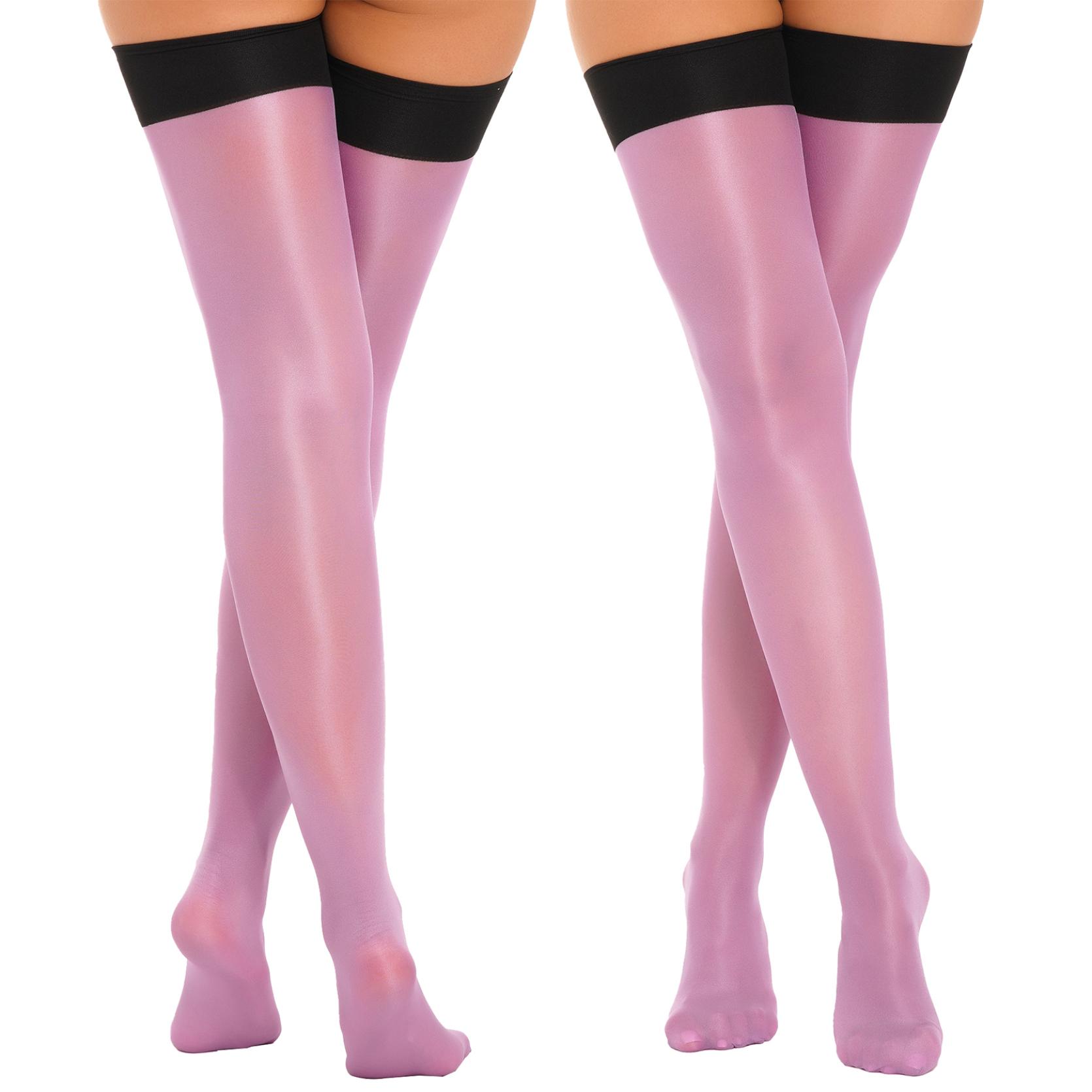 

Жіночі глянцеві еластичні панчохи Прозорі тонкі шкарпетки до стегна Аксесуари для костюмів One Size фіолетовий