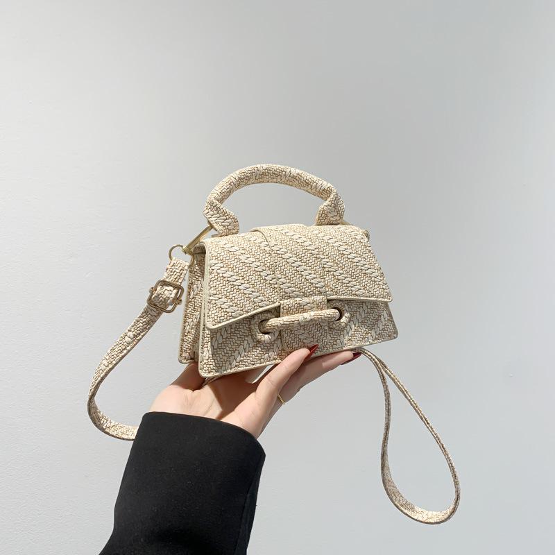 Candy Color Pulling with Personalized Lock Texture Summer Casual and Fashionable Plaid One-shoulder Hand-slide Small Square Bag