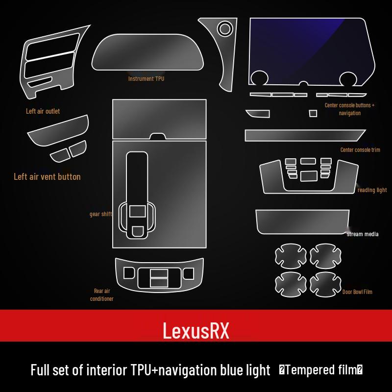 Fits 23 Lexus RX350h Models: Center Console Gear Shift & Navigation Display Tempered Film.