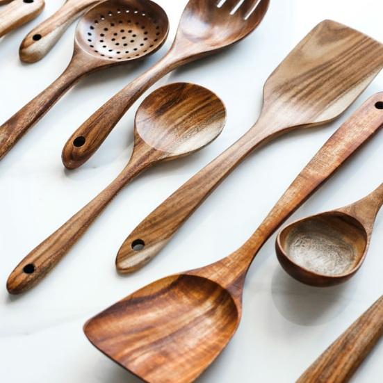 Wooden Cooking Utensils Cooking Spatulas Soup Ladles And Rice Spoons Nonstick Kitchen Tools for Comfortable Grip And Easy Cleaning