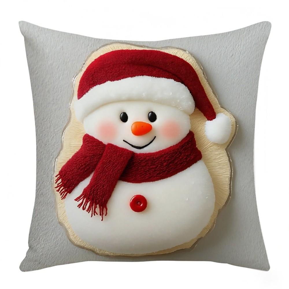 

New 45×45cm Christmas Throw Pillow Cover Santa Claus 2D Printed Pillowcase Removable Soft Pillow Cover Home Decoration