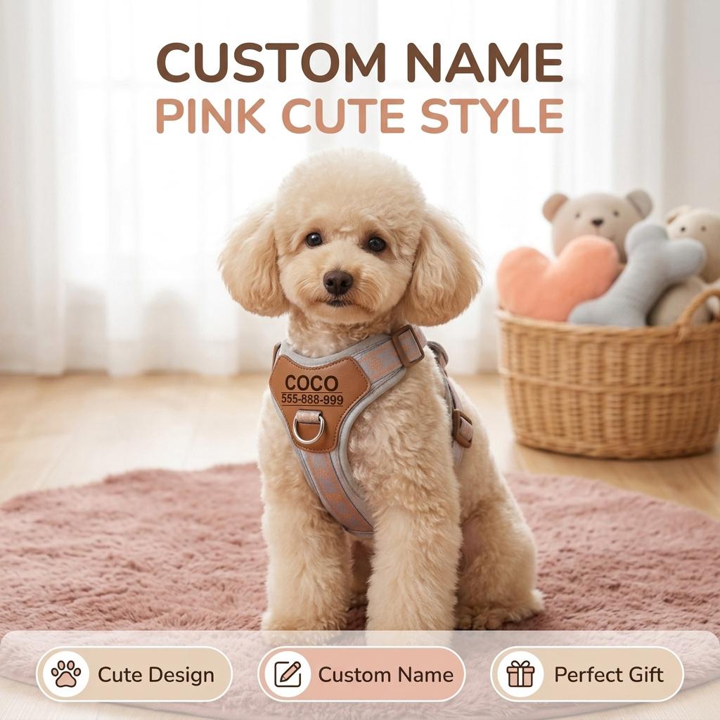 Custom Personalized Name Padded Dog Vest Harness Adjustable for Puppies Small Medium Large Dogs Cats Pet Walking Supplies