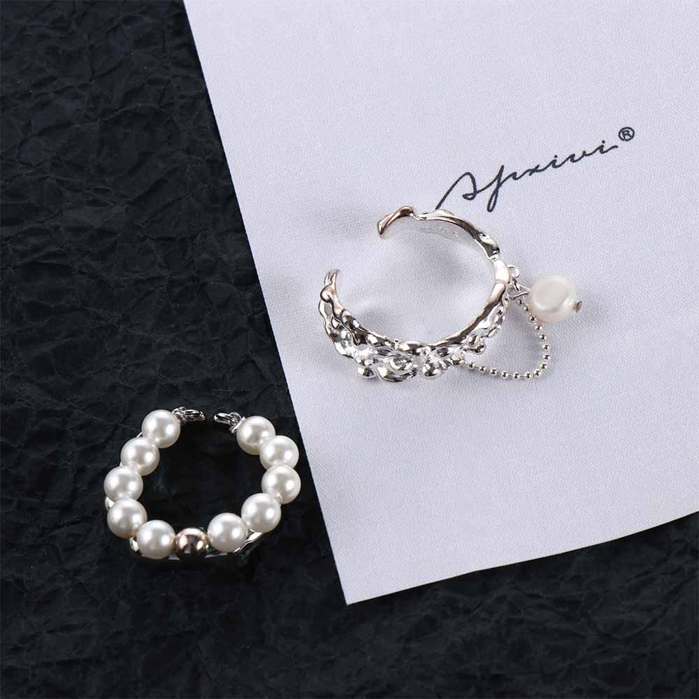 

Pearl Tassel Chain Jewelry Gifts Women Rings Adjustable Open Ring Korean Style Index Finger Ring #1
