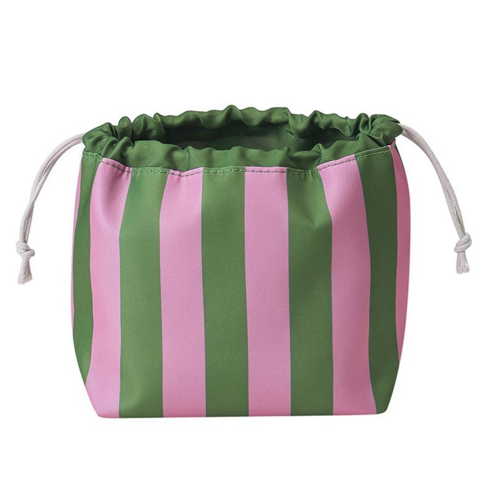 Large Capacity Drawstring Cosmetic Bag Striped Striped Cosmetic Organizer  Female