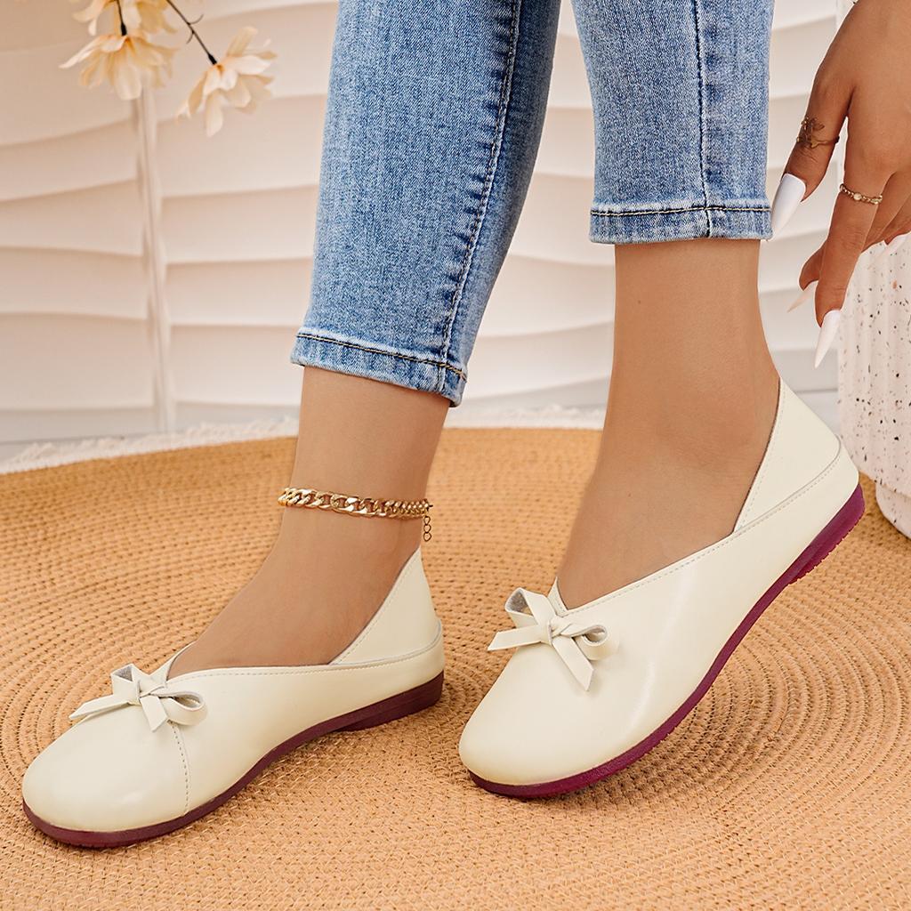 Fashion Women Flat Loafers Soft Leather Slip on Ballet Shoes Ladies Single Shoes Women Round Toe Lightweight Casual Zapatillas De Deport