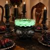 Halloween Cauldron Decorations LED Bubble Light Decor, Color Changing Witch Potion Lamp with Simmering Display Purple Light, Spooky Gothic Tabletop