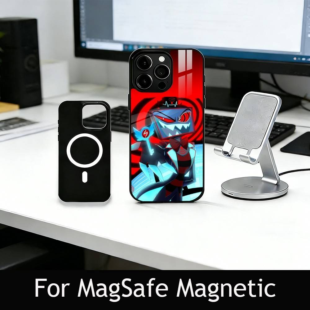 H-Hazbin V-Vox Handyhülle Für iPhone17,16,15,14,13,12,11 Plus,Pro Magnetisch mit Magsafe Kabellose Ladefunktion