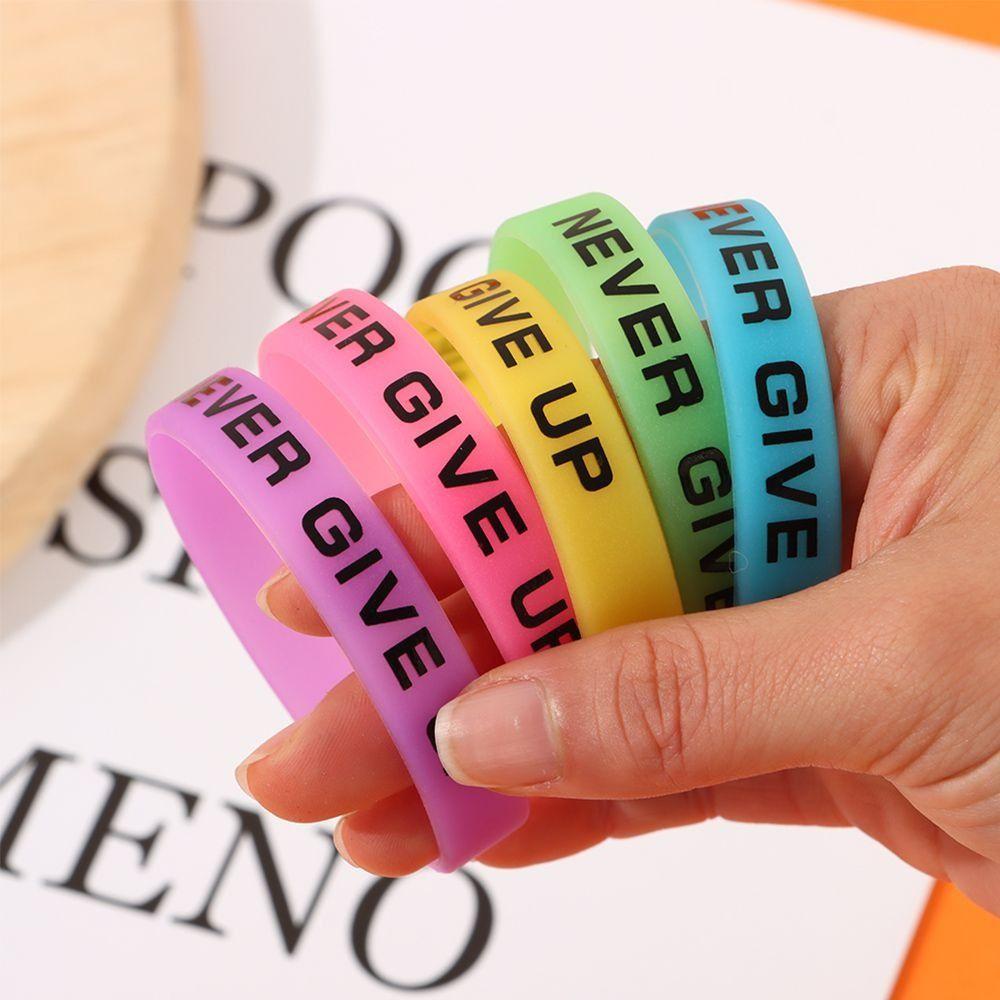 The Dark Luminous Rubber Bracelets Basketball Wristband Silicone Sweat Band Never Give Up Bracelet