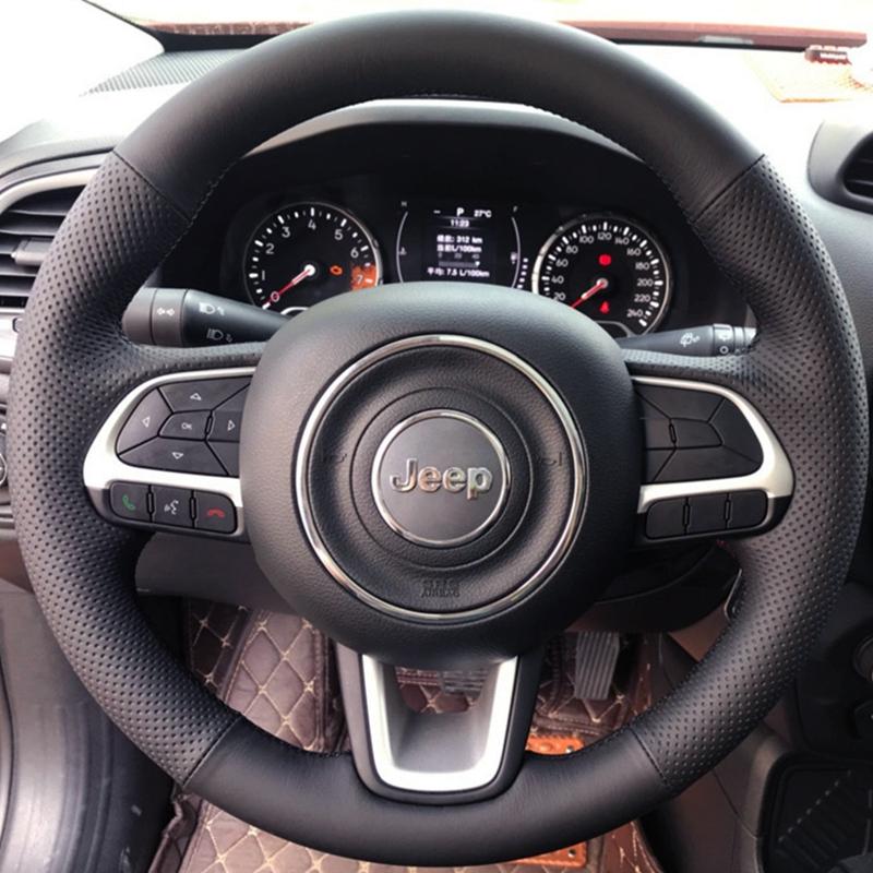 

Оплетка рулевого колеса автомобиля на заказ, мягкая натуральная кожа, 100% подходит для автомобиля Jeep Renegade 2016 2017 Compass 2017