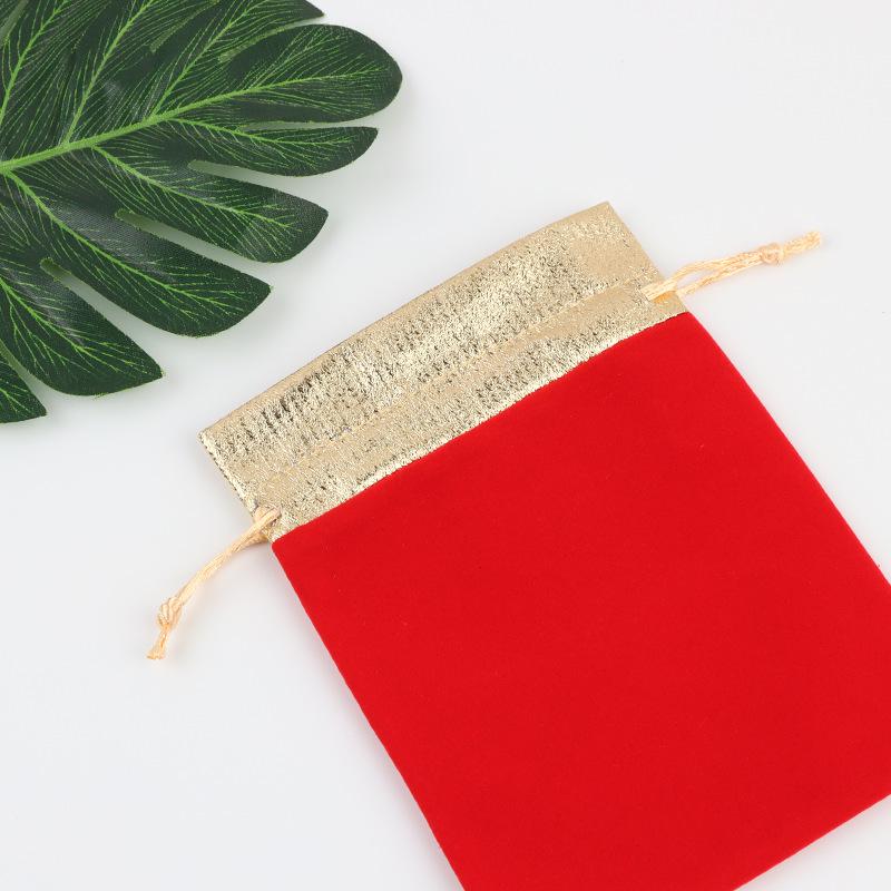 Velvet Drawstring Pouch with Gold Trim - Custom Jewelry Gift Bag