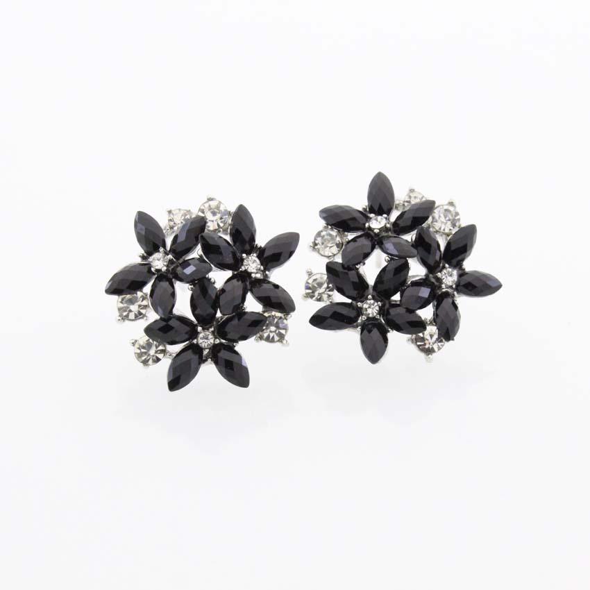 Korean Style Rhinestone  Zirconia Marquise Flower Stud Earrings
