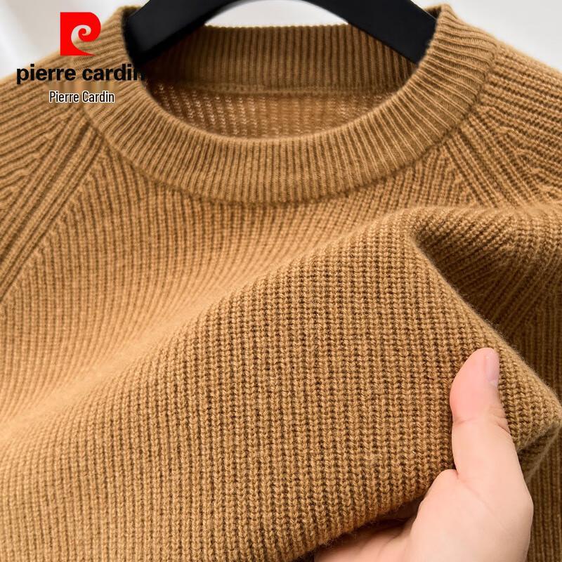 Pierre Cardin Men's 100% Wool Round Neck Chunky Knit Sweater