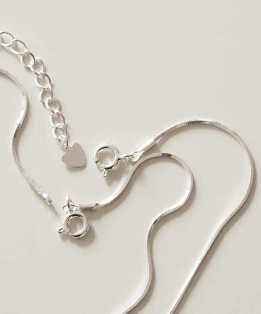 Alleun Silver 925 Square Chain Snake Chain Silver Necklace Choker Mini