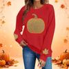 Women's Casual Halloween Print Neck Pullover Sweatshirt