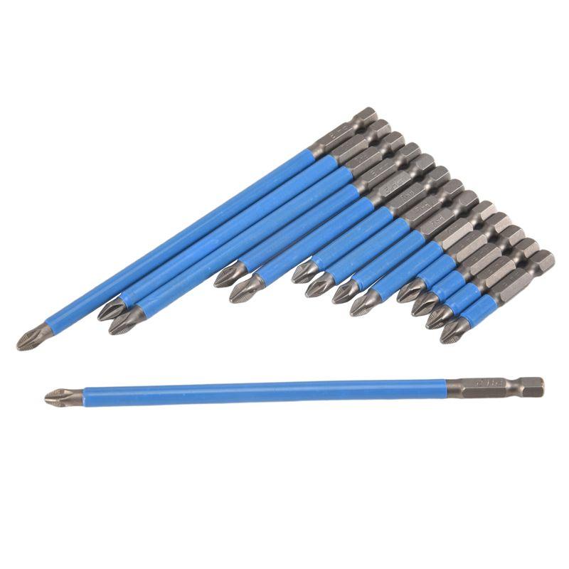 

AEE4-14 Pcs Magnetic Anti Slip Screwdriver Bits Set Impact Driver Bit Set 1/4 Inch Hex Shank Cross Drill Bit Set синій