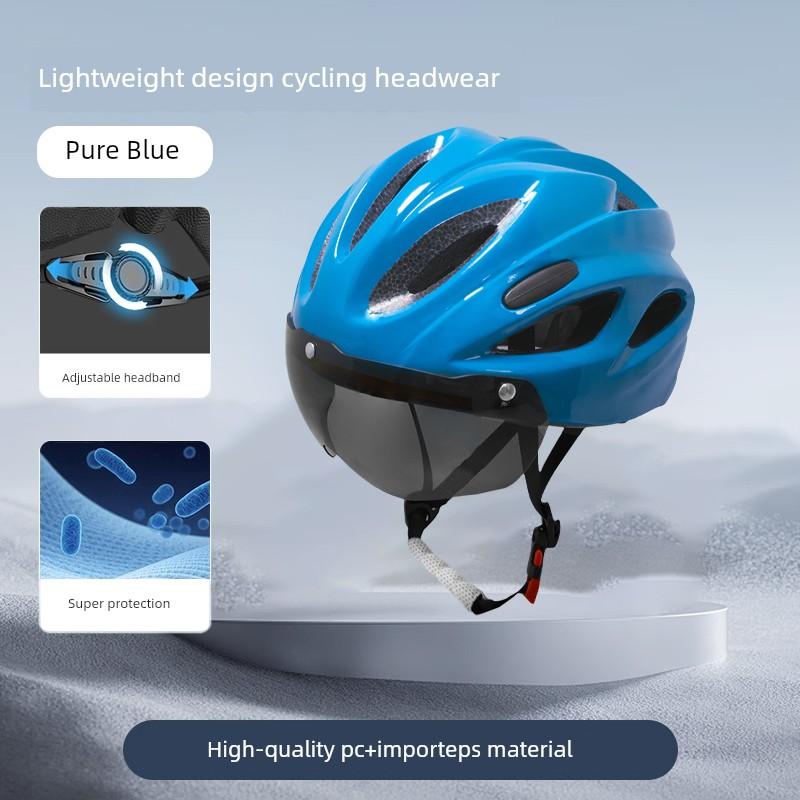 Bicycle Helmet with Goggles, One-Piece Riding Helmet, Men's and Women's Mountain Road Bike Safety Helmet