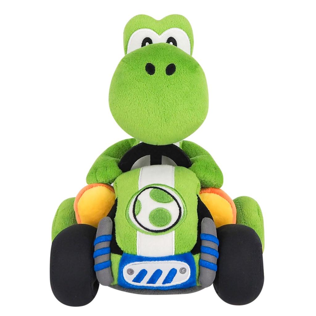 Sanei Boeki Super Mario & Mario Kart World Yoshi Plush Toy, W17 X D27 X H23cm (MKW02)