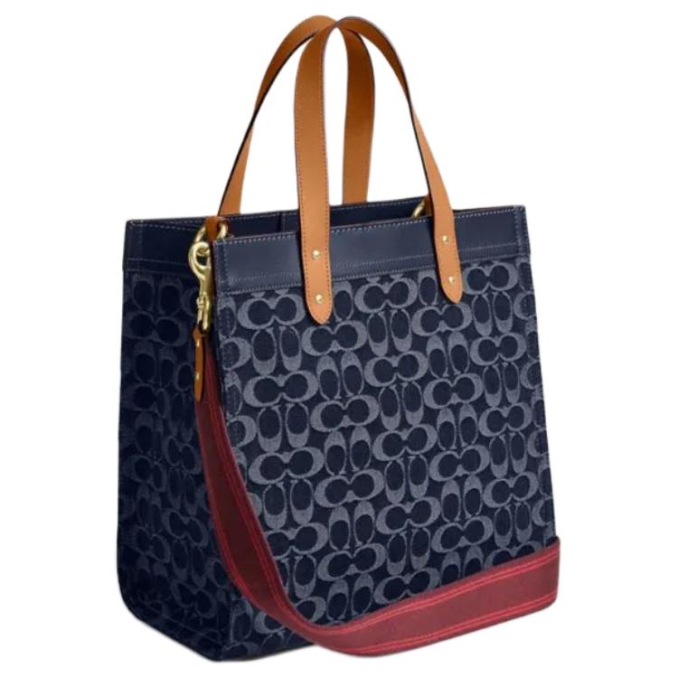 Coach Field 30 Removable Shoulder Strap Fabric Tote Bag Women Tote Bags Denim-Blue CAA89-IMXIA