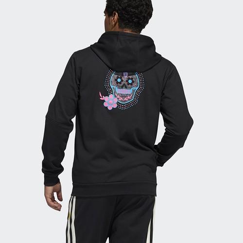 adidas Solid Color Sports Running Training Hooded Jacket for Men, Black