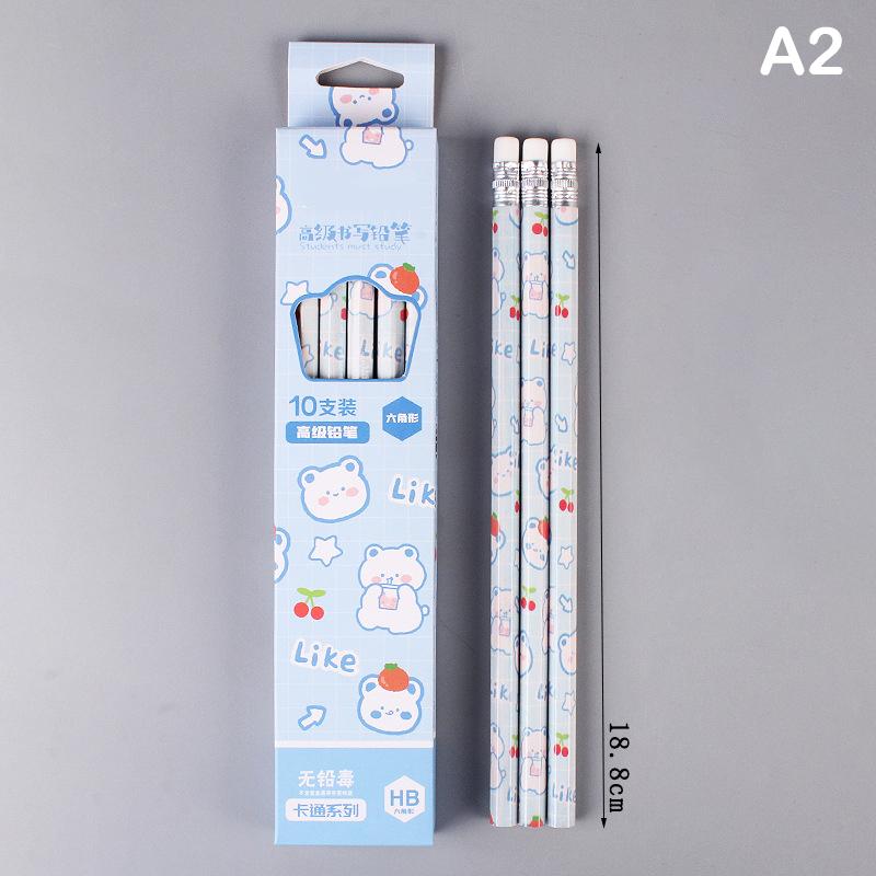 

Набір з 10 графітових олівців Корейське Каваї Канцелярське приладдя Олівці для дітей Шкільне письмо Малювання Художні матеріали синій