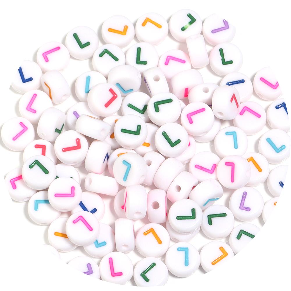 100pcs/Lot Color Acrylic Number Beads Round Flat Spacer Charm Bead for Jewelry Making DIY Bracelet Necklace Accessories