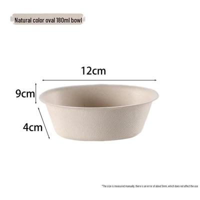 Disposable 180ml Natural Sugarcane Pulp Oval Bowls