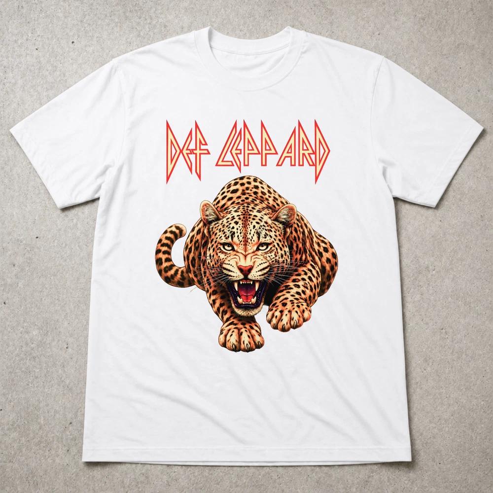 Def Leppard T Shirt Leopard Rock Band Tee Adults Kids White Black Gift 2XL
