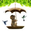 Animal Bird Feeder With Umbrella - Cute Squirrel//Dog Holding Umbrella Design Bird Feeder - Metal Feeders For Garden Yard Decor, For Birds Lovers