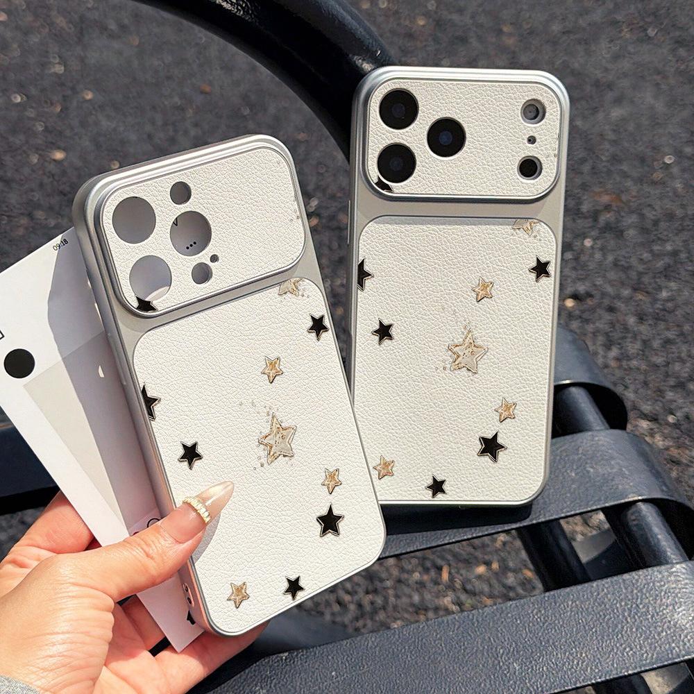 Applicable To Apple 17 Minimalist Star Mobile Phone Case iPhone15promax All-inclusive 16 Pro Fresh 14 Leather Pattern 13