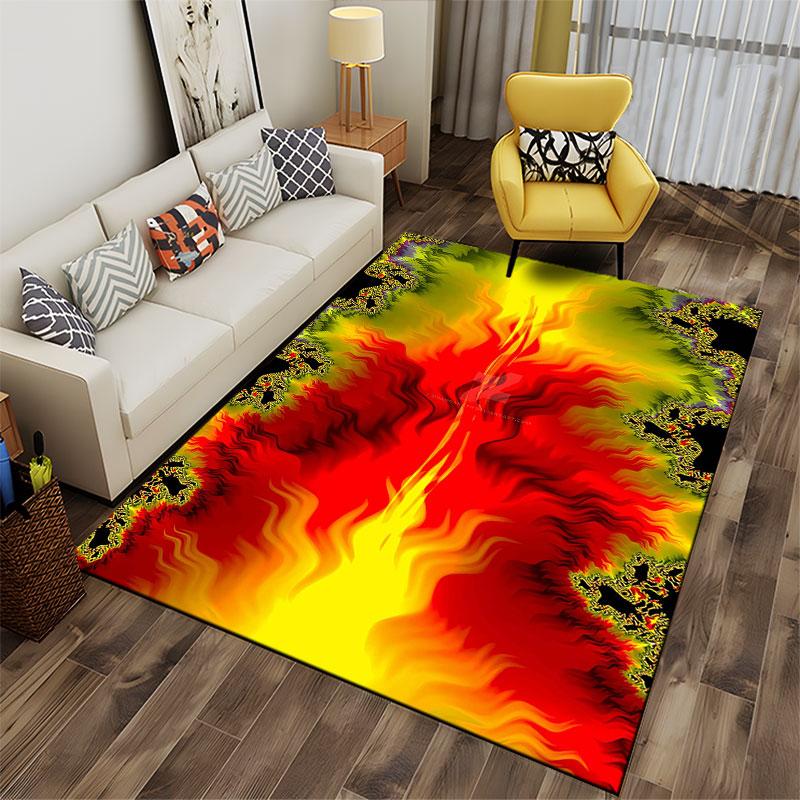 Fiery Abstract Fractal Design suitable as a non-slip mat for the living room or bedroom sofa